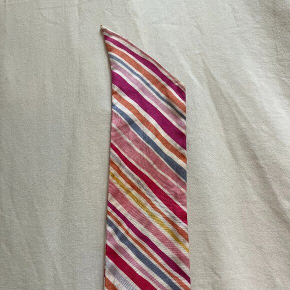 Coach Multicolor Signature & Stripe Silk Skinny Scarf / Twilly - Picture 7 of 8